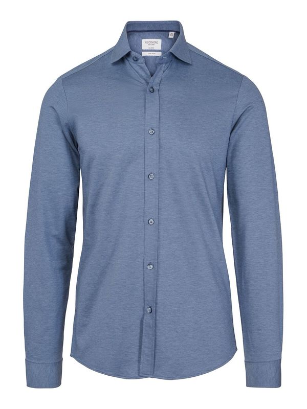 RICCOVERO - M Leo Tailor Fit Jersey Skjorte Blue 3810-159
