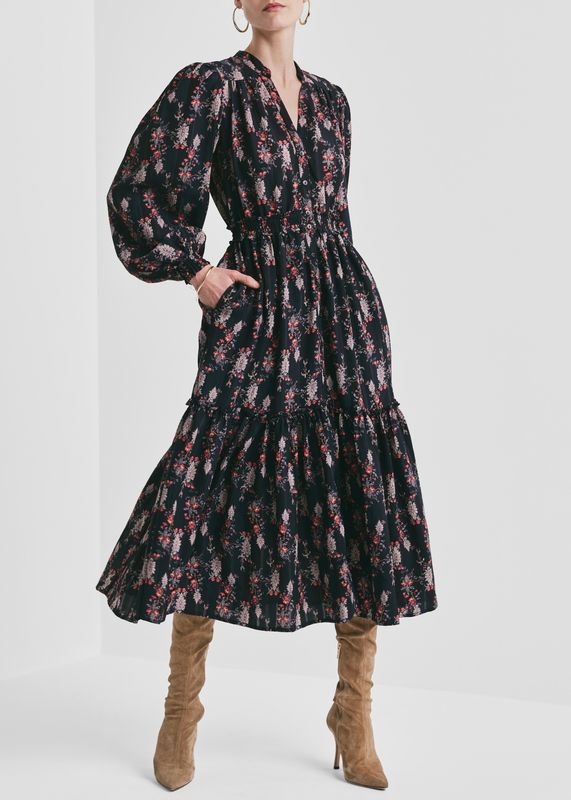 BYTIMO - Bohemian Belt Midikjole Midnight Paisley 2610515 473