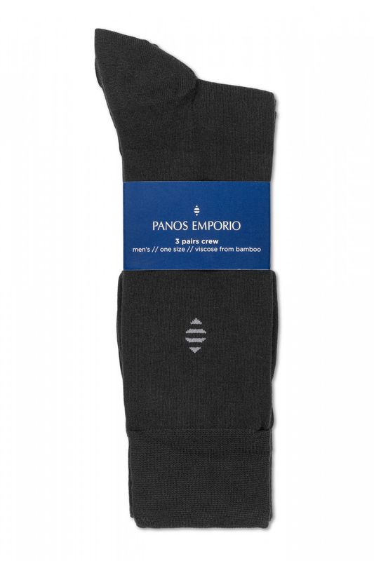PANOS EMPORIO - 3 pk Daniel Bamboo Crew Black