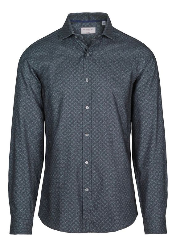 RICCOVERO - M Leo Tailor Fit Skjorte Green Pattern 5309-697
