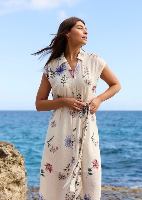 RICCOVERO - Claire Midikjole Cream Multi Color 153