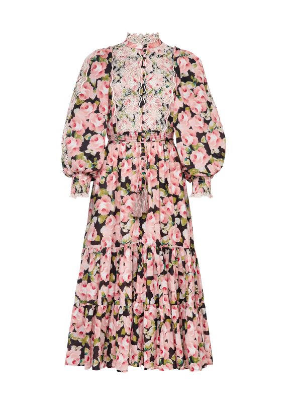 BYTIMO - Cotton Slub Midikjole Rose Bouquet 2620519 600
