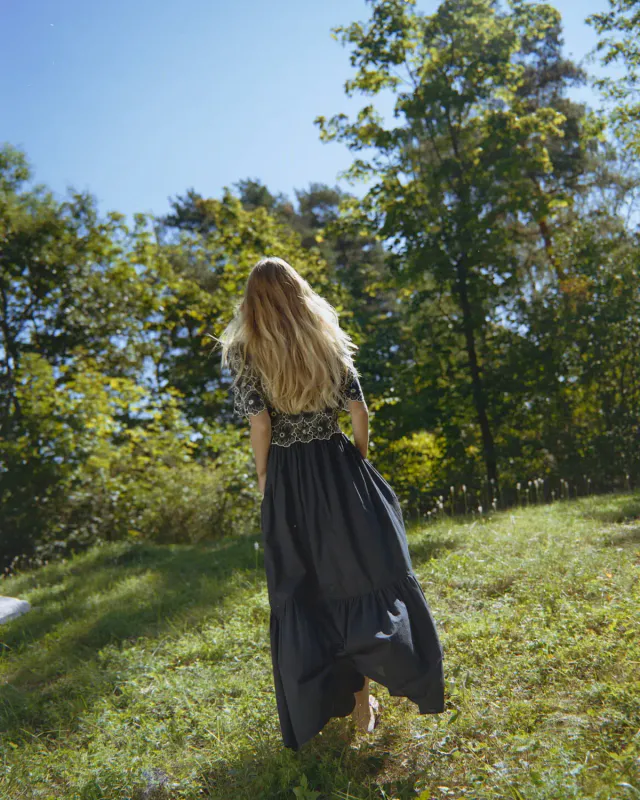 BYTIMO - Broderie Anglaise Maxikjole Marine 2620508 070