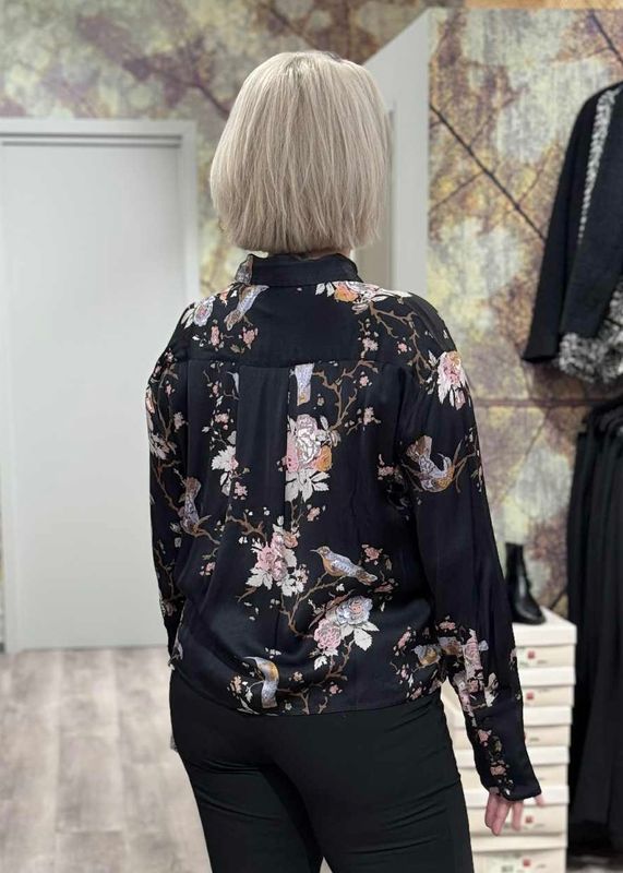 BYTIMO - Satin Skjorte Midnight Birds 2610768 515
