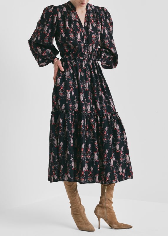 BYTIMO - Bohemian Belt Midikjole Midnight Paisley 2610515 473