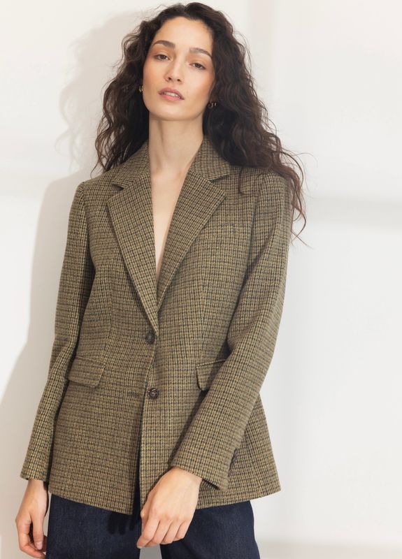 CAMILLA PIHL - Brook Houndstooth Blazer Green Houndstooth