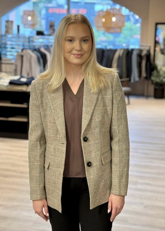 CAMILLA PIHL - Brook Check Ullblazer Taupe Herringbone 