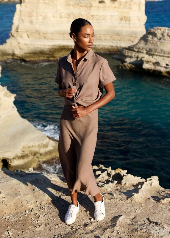 RICCOVERO - W Gin SS Skjorte Cappuchino 720