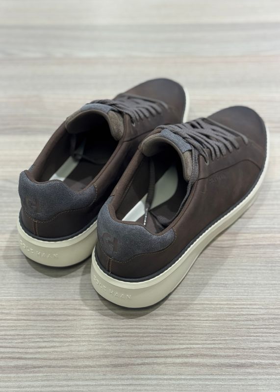 COLE HAAN - Men's GrandPro Topspin Sneakers Nubuck Morel/Grey Pinstripe