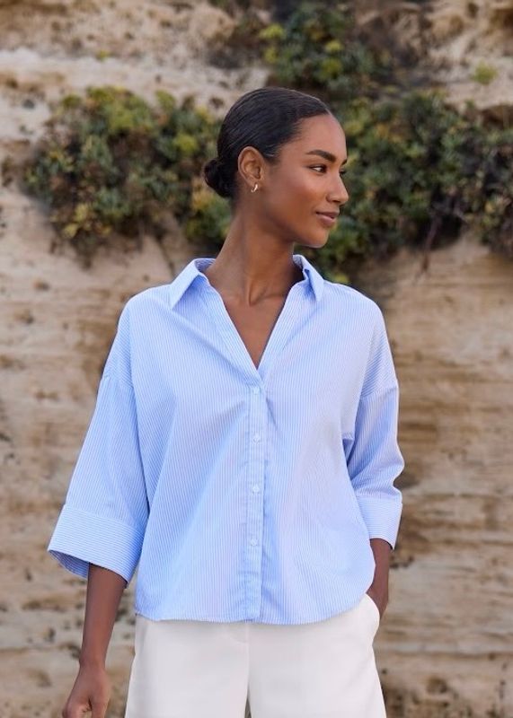 RICCOVERO - W Venice Skjorte Blue White Stripes 515