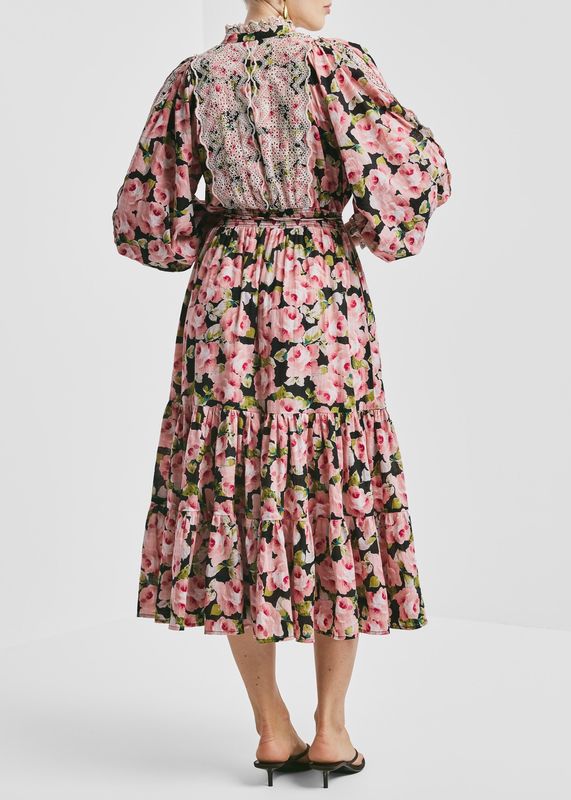 BYTIMO - Cotton Slub Midikjole Rose Bouquet 2620519 600